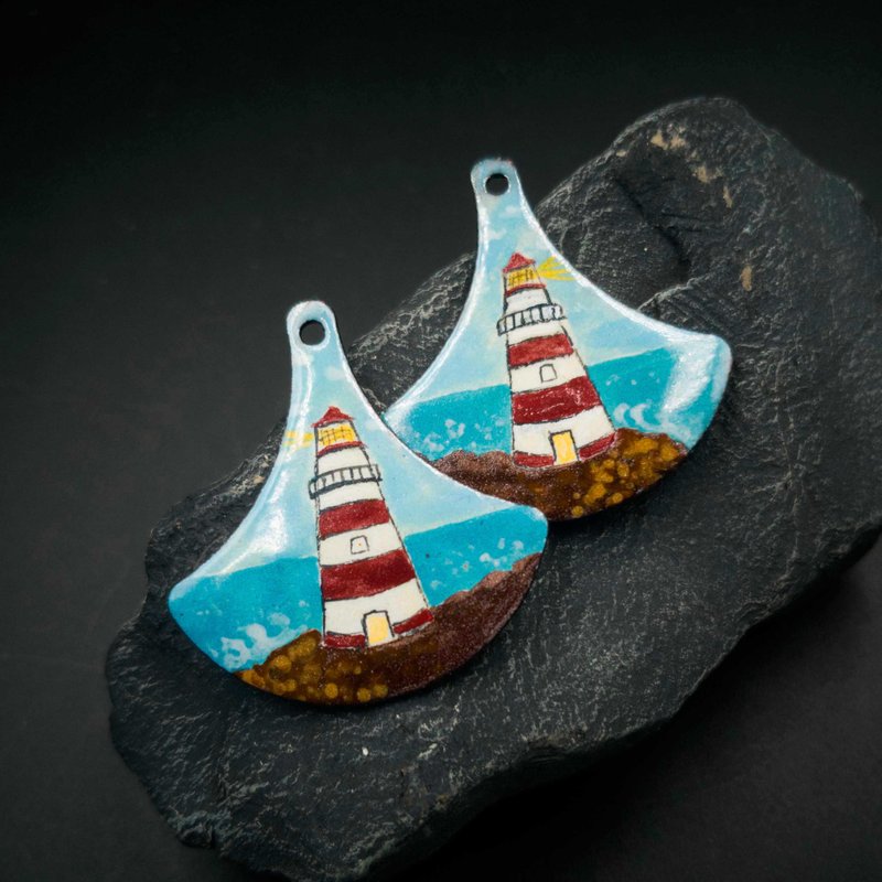 珐琅彩绘灯塔手工铜制吊饰 - 金工/饰品 - 珐琅 