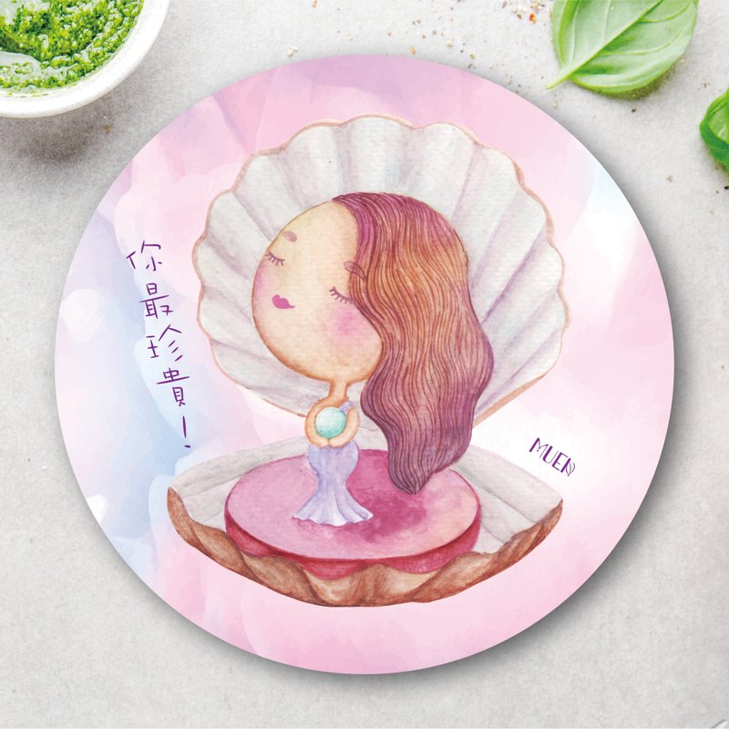 你最珍贵-圆形吸水杯垫 - 杯垫 - 陶 紫色