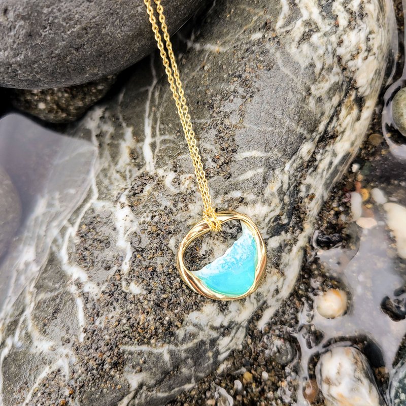 不规则下的海浪 项链 蓝色 台东蓝 - 项链 - 树脂 蓝色