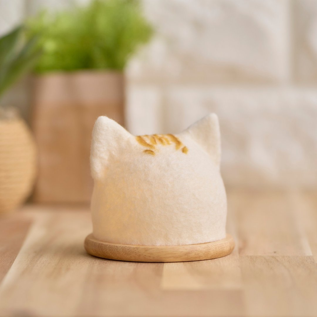 【订制商品】羊毛小猫灯笼・橘白虎斑 - 灯具/灯饰 - 羊毛 白色
