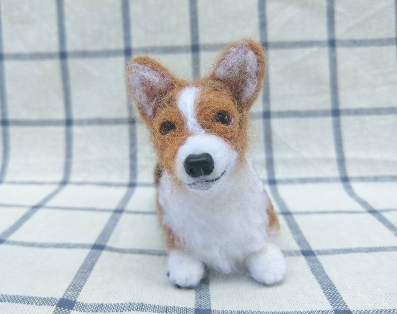 羊毛毡 宠物 复刻 仿真 狗狗 - 三色 哥基 柯基 伏下 姿势植毛款 - 其他 - 羊毛 多色