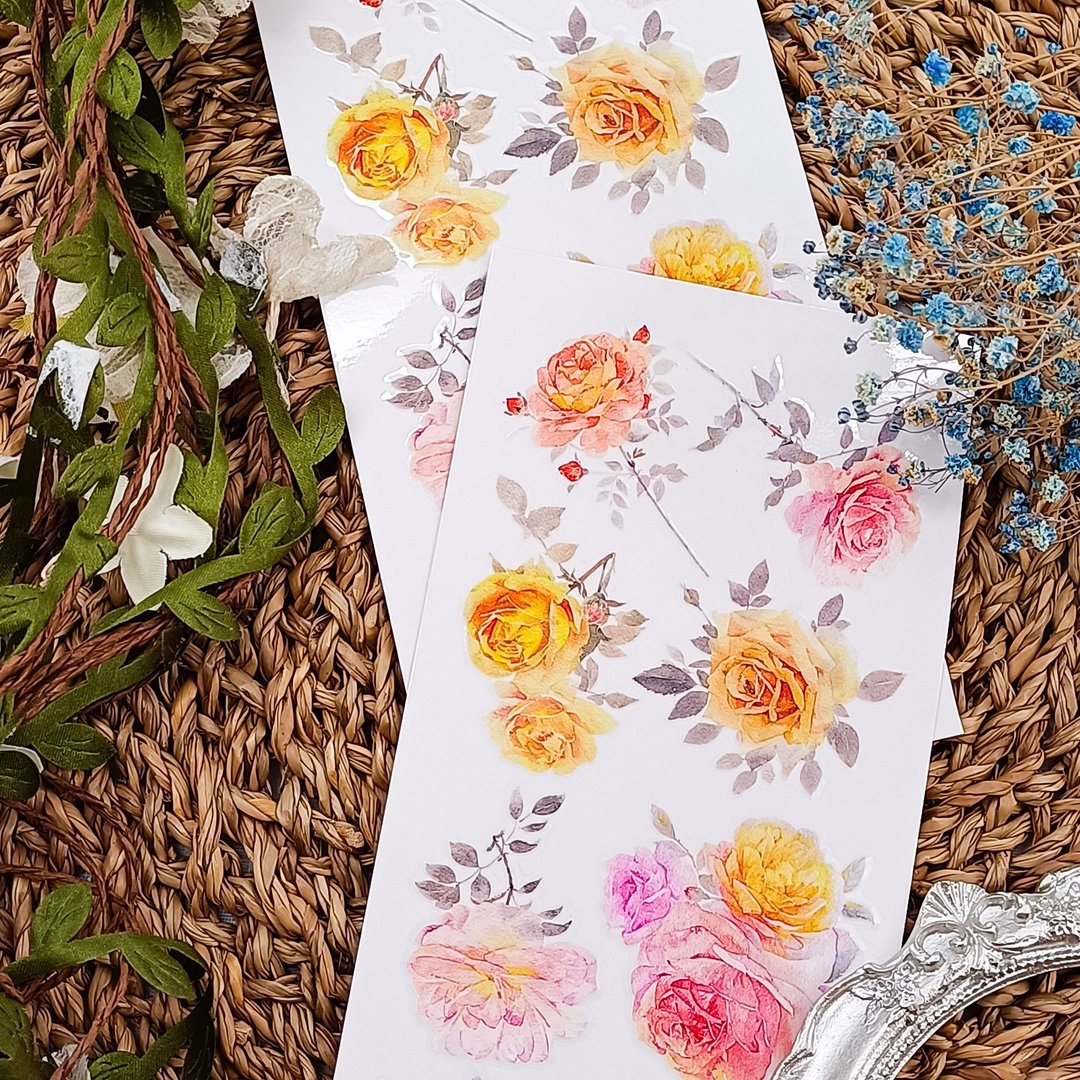 玫瑰A   / 轉印貼紙 - 贴纸 - 塑料 多色