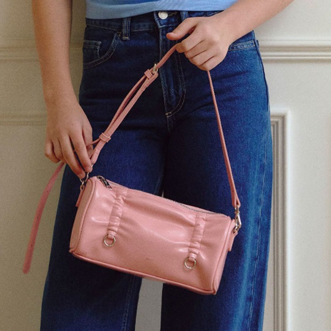 韩国制 MUR Eve bag Vegan Leather 包包 (Pink) - 侧背包/斜挎包 - 环保材料 