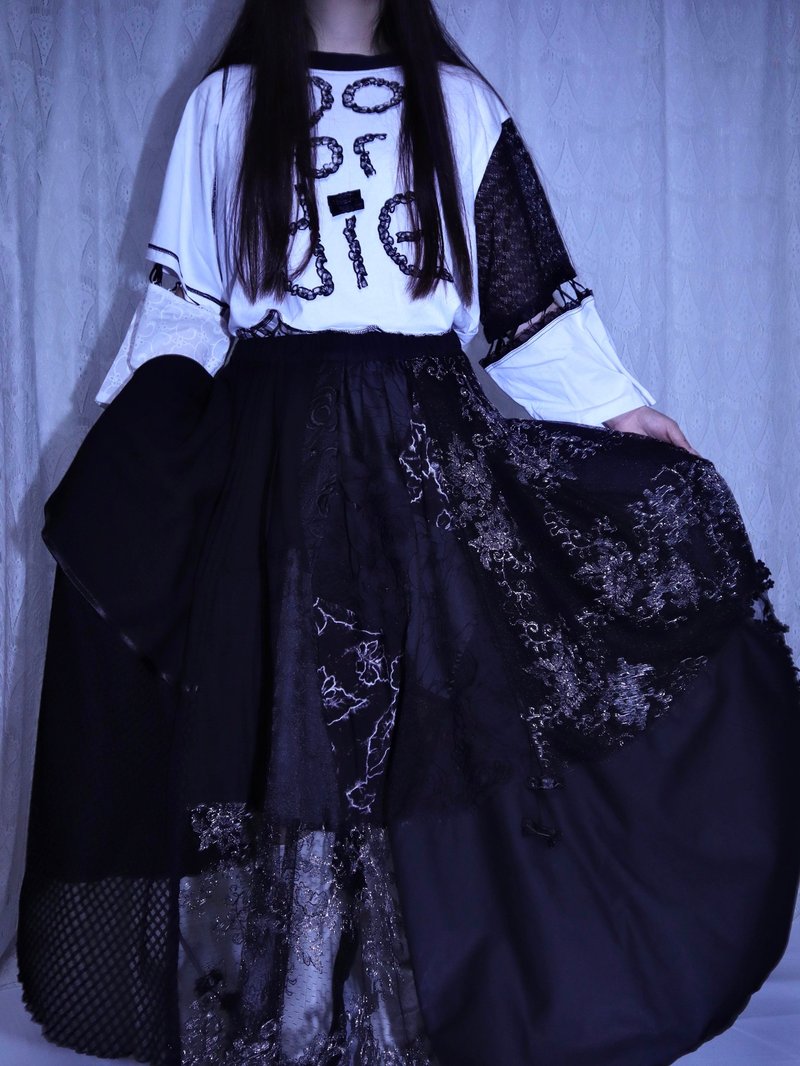 2way MIX 设计裙6011MBK MEIKEIIN handmade - 裙子 - 其他材质 黑色