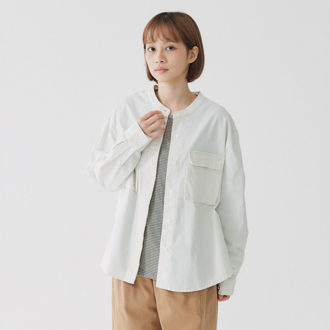【Simply Yours】厚磅双口袋衬衫 白F - 女装休闲/机能外套 - 棉 白色