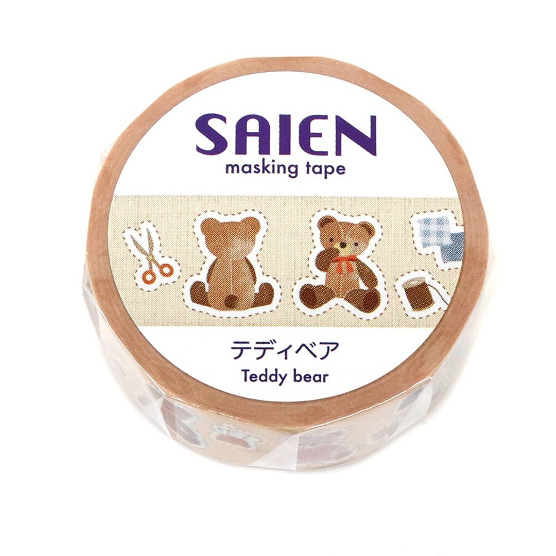 【日本 SAIEN】15mm 和纸胶带-泰迪熊 Teddy bear - 纸胶带 - 纸 