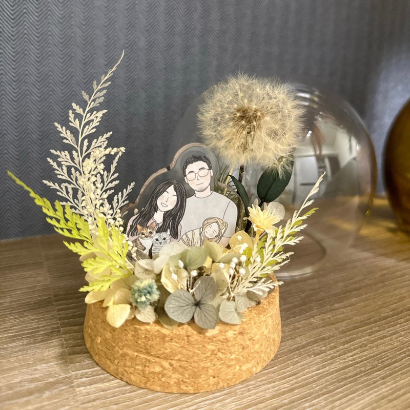 【加购】压克力似颜绘球型永生花盅/软木塞球型花盅 - 干燥花/捧花 - 植物．花 银色