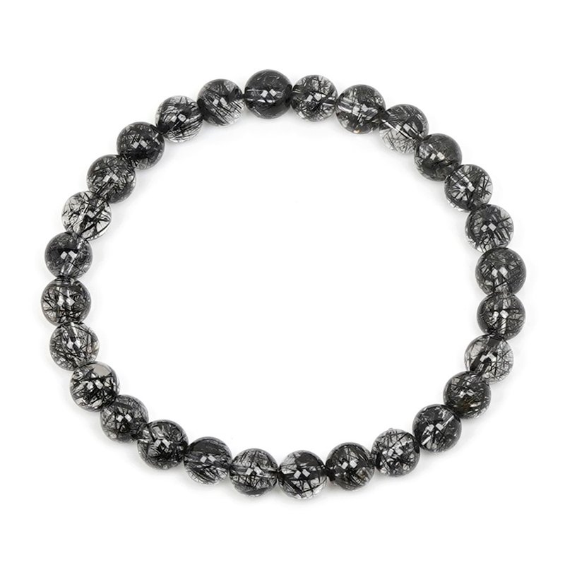 【正佳珠宝】黑钛晶 黑发晶 顶级净透 6.2-6.8mm 手珠 - 手链/手环 - 半宝石 多色