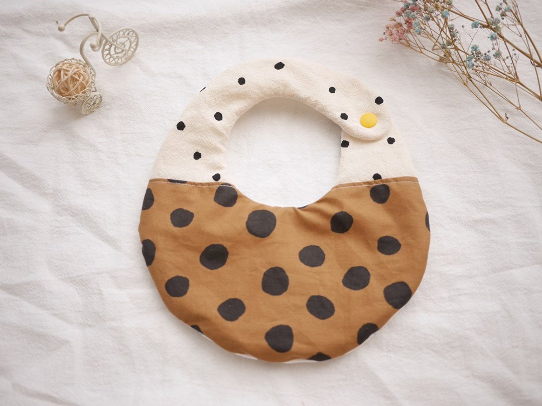 六重纱口水巾 围兜 奶茶点点款 - 围嘴/口水巾 - 棉 咖啡色