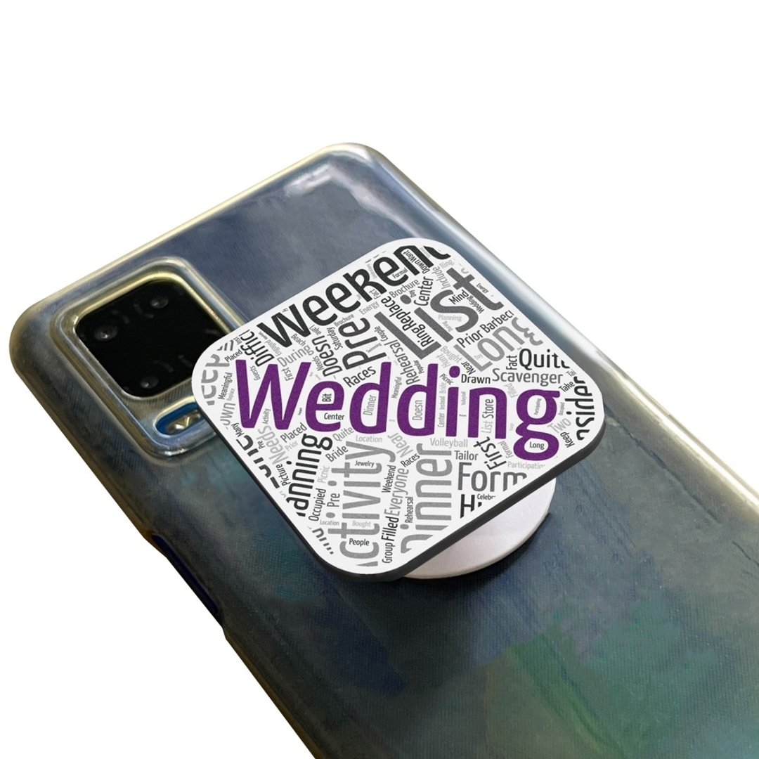 婚礼正方形气囊手机架 紫字Wedding款 客制化礼物 手机支架 - 手机座/防尘塞 - 塑料 多色
