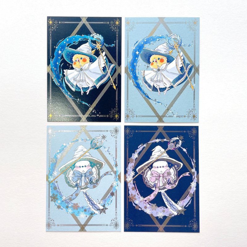 Rolia's 手作 【魔法鸟鸟系列】玄凤/山雀 数位烫银明信片 - 卡片/明信片 - 纸 