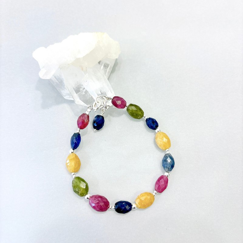 Ops Sapphire Sterling Silver bracelet- 彩宝/纯银/红宝石/限定 - 手链/手环 - 宝石 多色