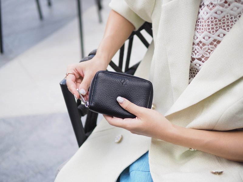 Classic Coin (Black) : Zip wallet, Short wallet, Leather, Black wallet - 皮夹/钱包 - 真皮 黑色