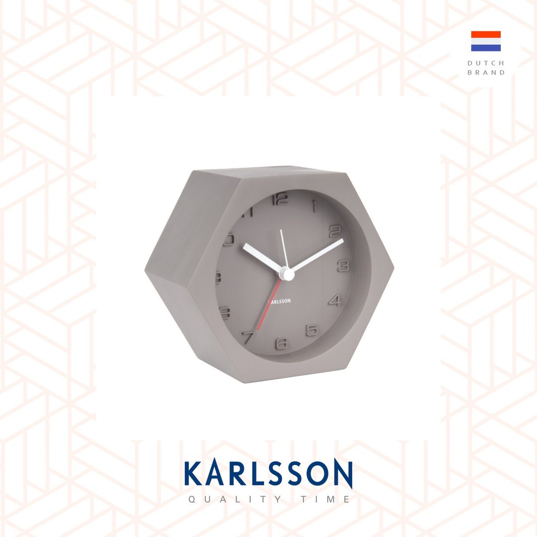Karlsson 六角形水泥闹钟深灰色, Design by Boxtel Buijs - 时钟/闹钟 - 水泥 灰色