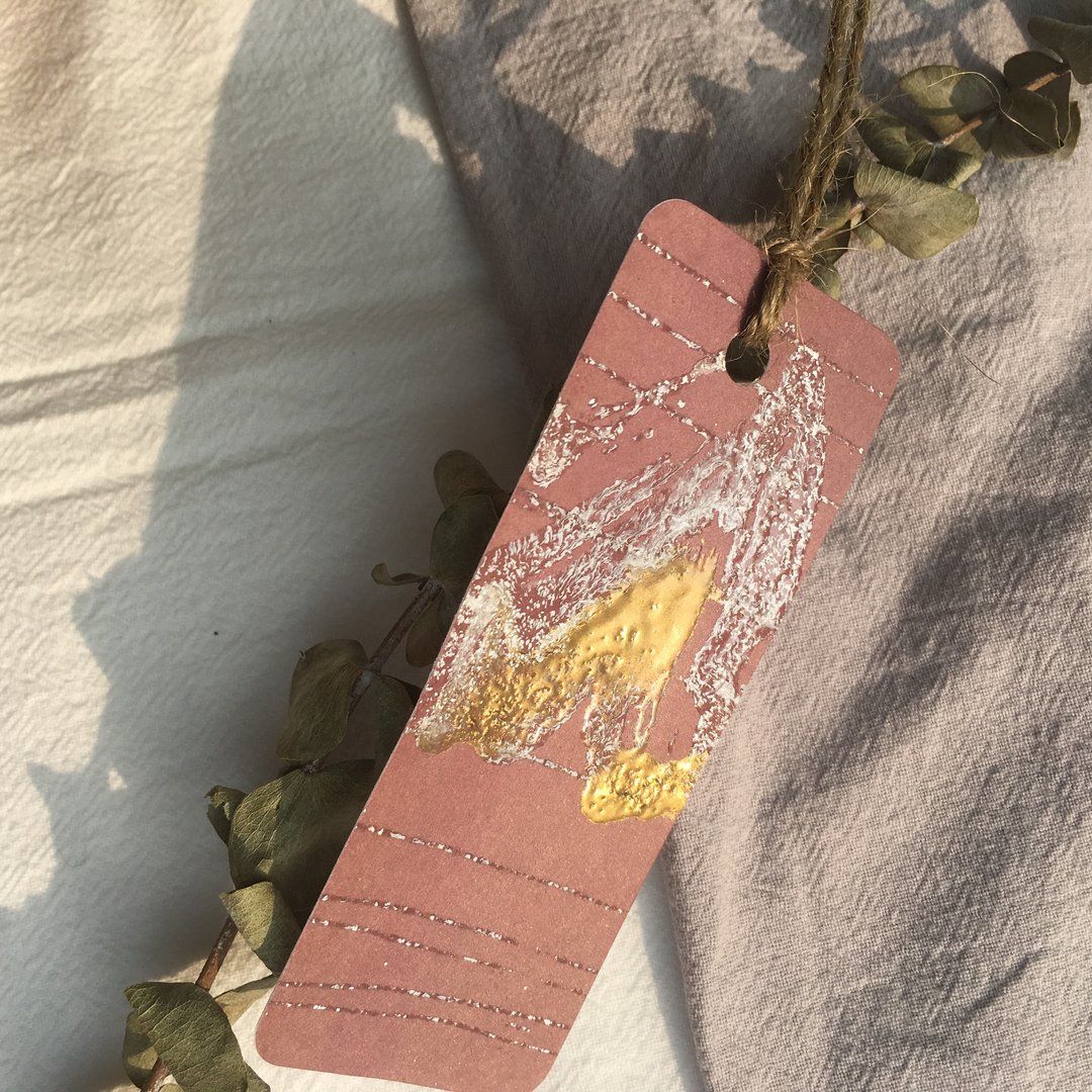 纯手工 凸粉 山 || 书签 bookmark  - 书签 - 纸 咖啡色