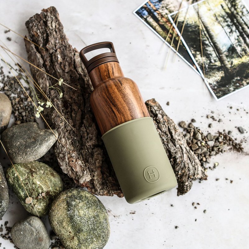 【超人气新品】軍绿-木纹瓶 480 ml - 水瓶/水壶 - 其他金属 咖啡色