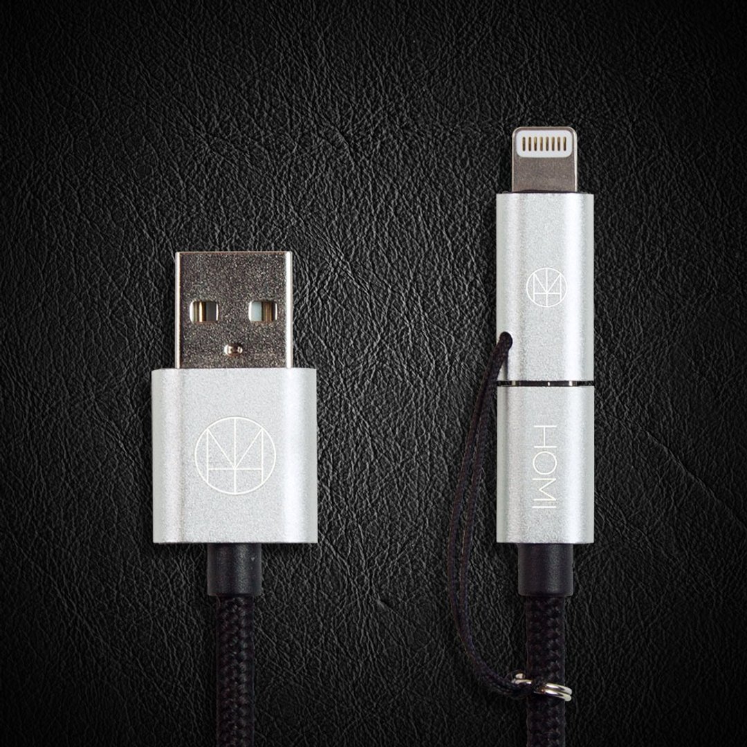 【买就送】 Lightning &amp; Micro USB To USB 传输充电线－银 - 充电宝/传输线 - 尼龙 银色