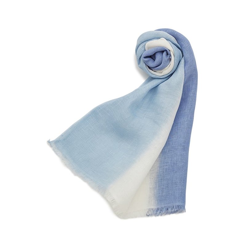 亚麻条纹围巾-水蓝色(数量有限 售完为止) - 围巾/披肩 - 棉．麻 蓝色