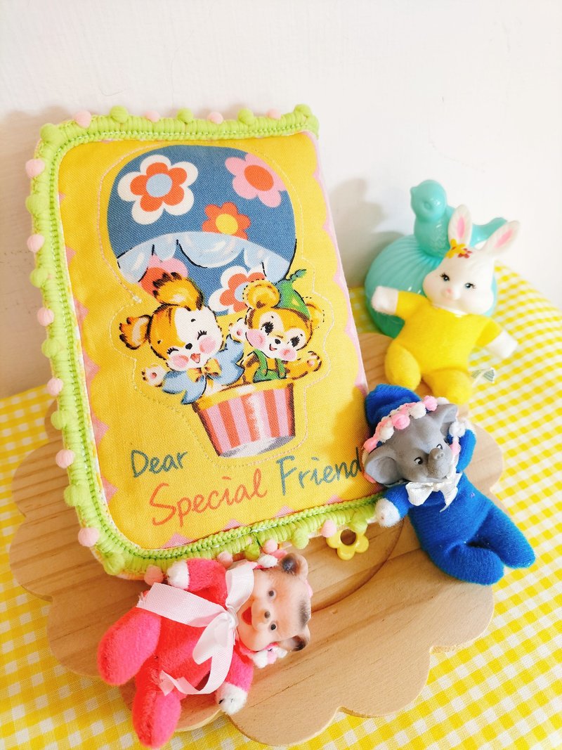 小书本短夹包 护照包 狗狗和小熊款 - 零钱包 - 棉．麻 