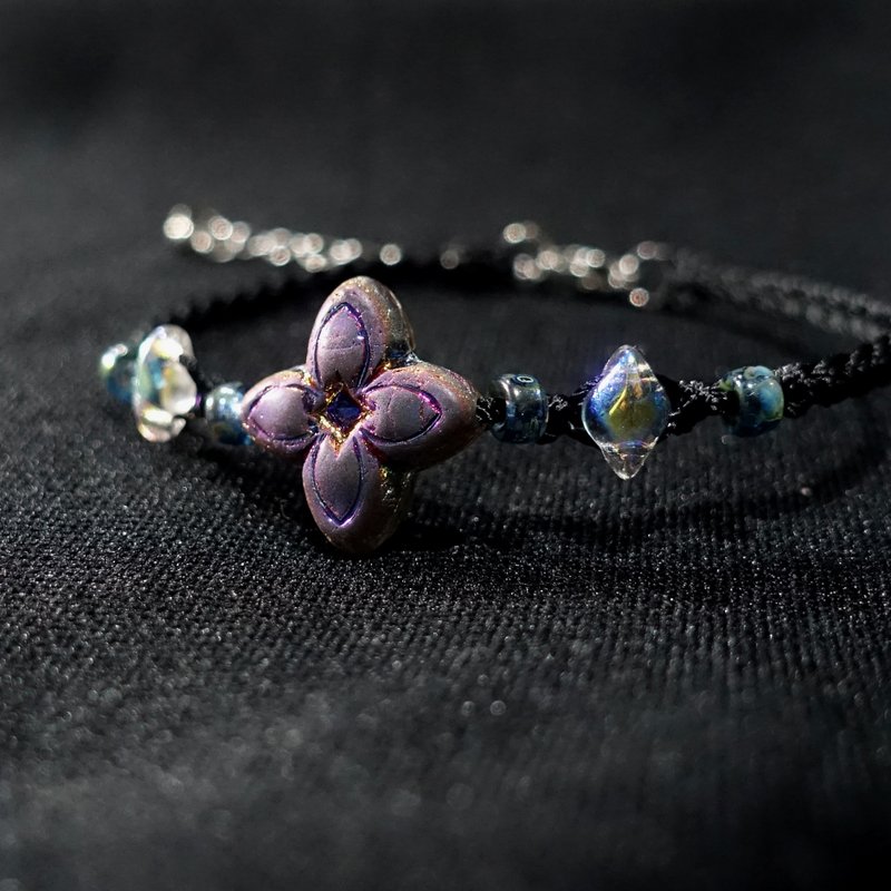 黎明前│手工编织 蜡线手环 捷克珠│幻想风饰品 - 手链/手环 - 其他材质 黑色