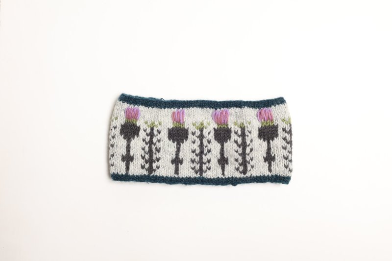 宽灰白粉紫郁金香纯羊毛线手工编织保暖内衬防风发带洗脸运动头带 - 发饰 - 羊毛 灰色