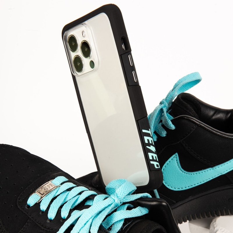 送品牌挂绳 iPhone 14/13系列 EPI 水波纹抗污防摔手机壳-说不青 - 手机壳/手机套 - 塑料 黑色