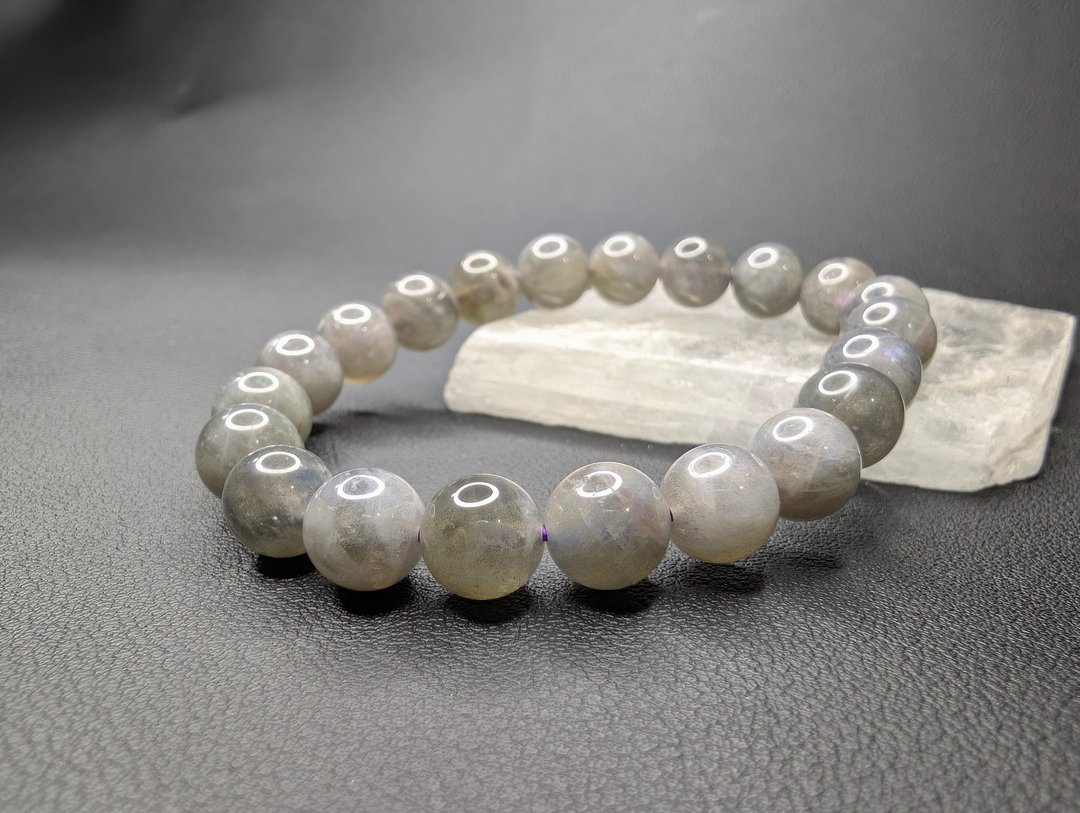【订制品】紫光 拉长石 灰月光石 5-10mm 手串 手链 天然水晶 水 - 手链/手环 - 水晶 