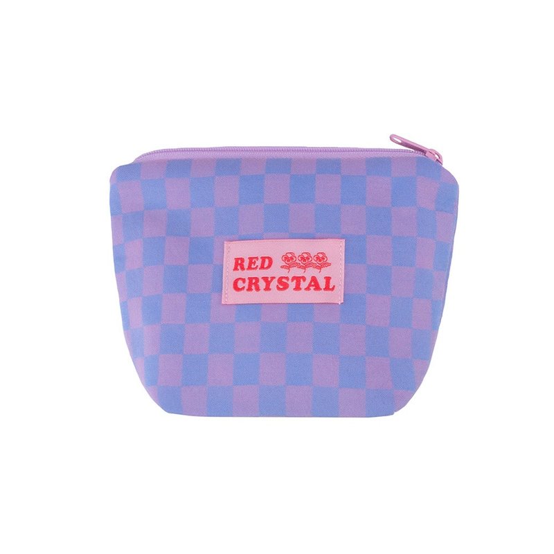 CHECKERBOARD POUCH (purple) - 零钱包 - 棉．麻 紫色
