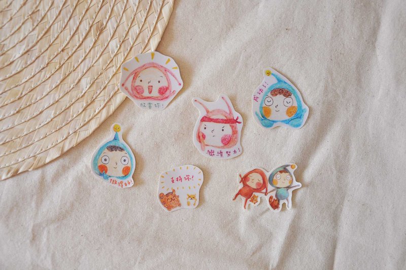 中文打气磨沙贴纸包 - 贴纸 - 防水材质 多色