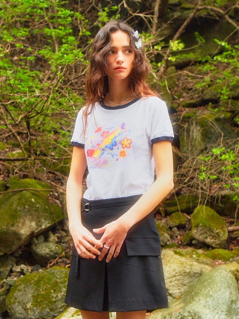 Crayon Artwork T-Shirt (2colors) - 女装 T 恤 - 棉．麻 多色