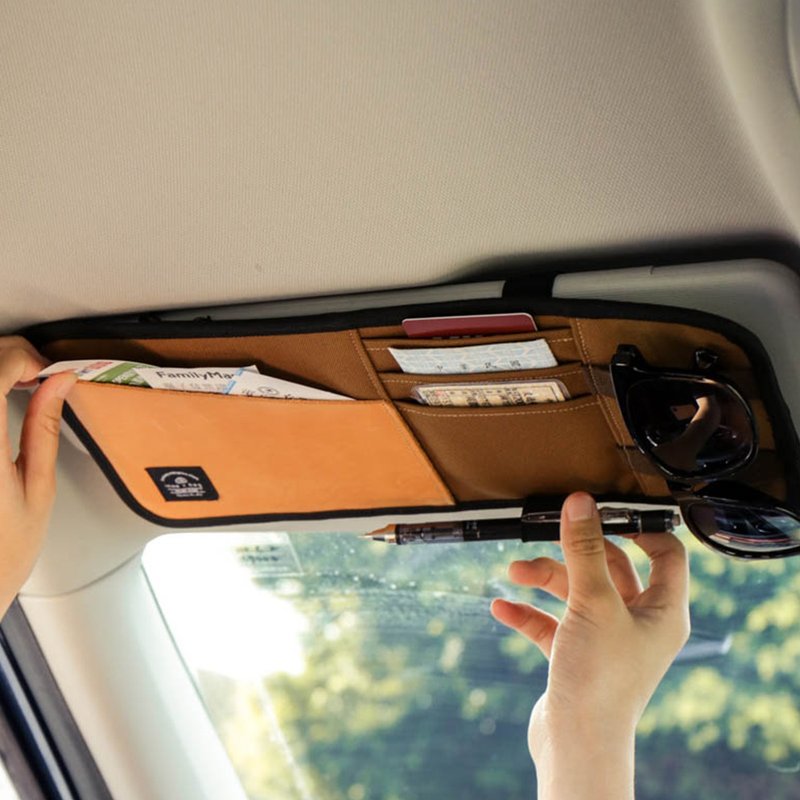 车用遮阳板收纳套 /收纳袋 /雷雕刻字 /DG73 - 收纳用品 - 真皮 咖啡色