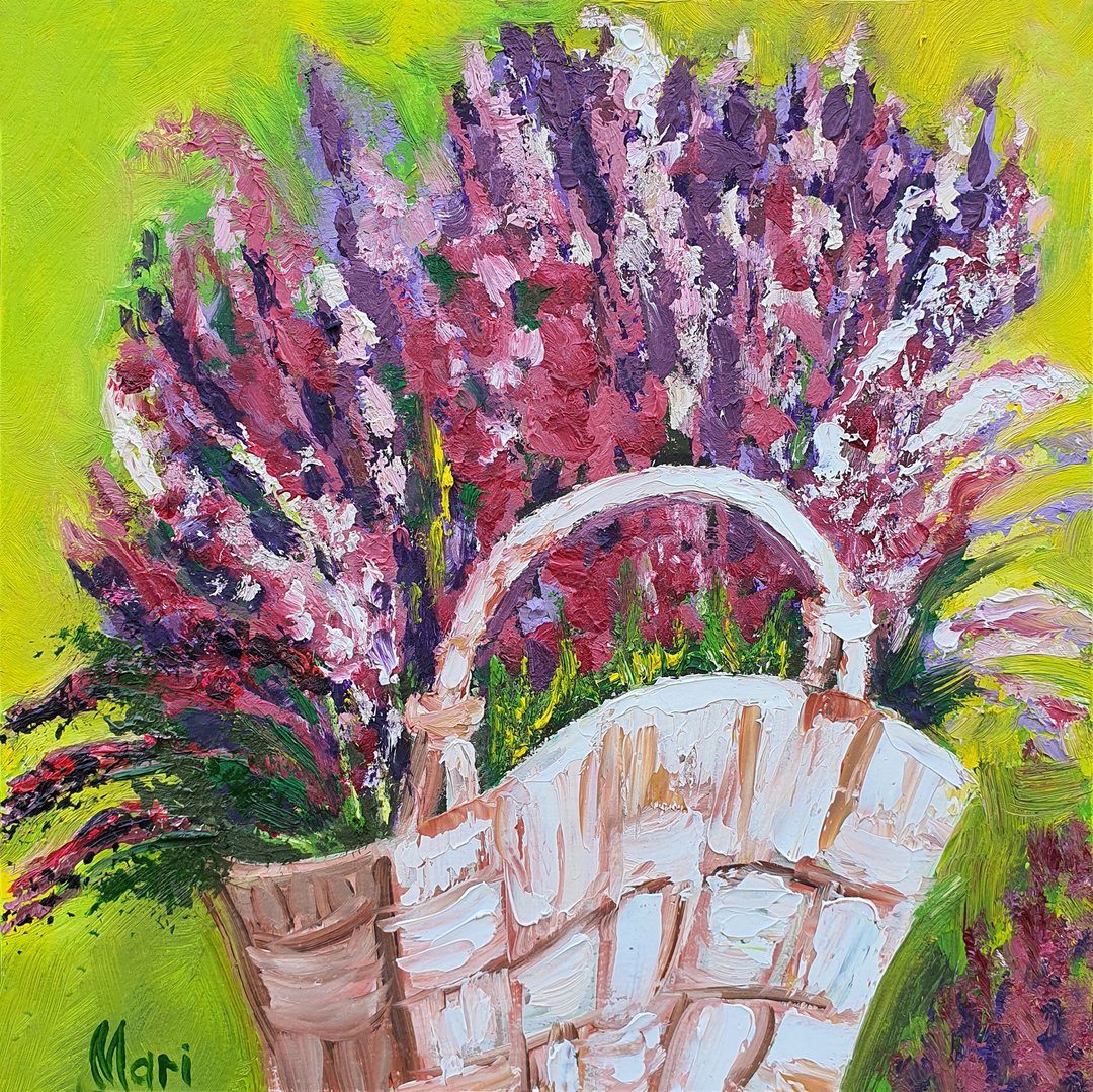 托斯卡纳绘画野餐篮薰衣草花原始景观花园花卉 - 海报/装饰画/版画 - 其他材质 多色