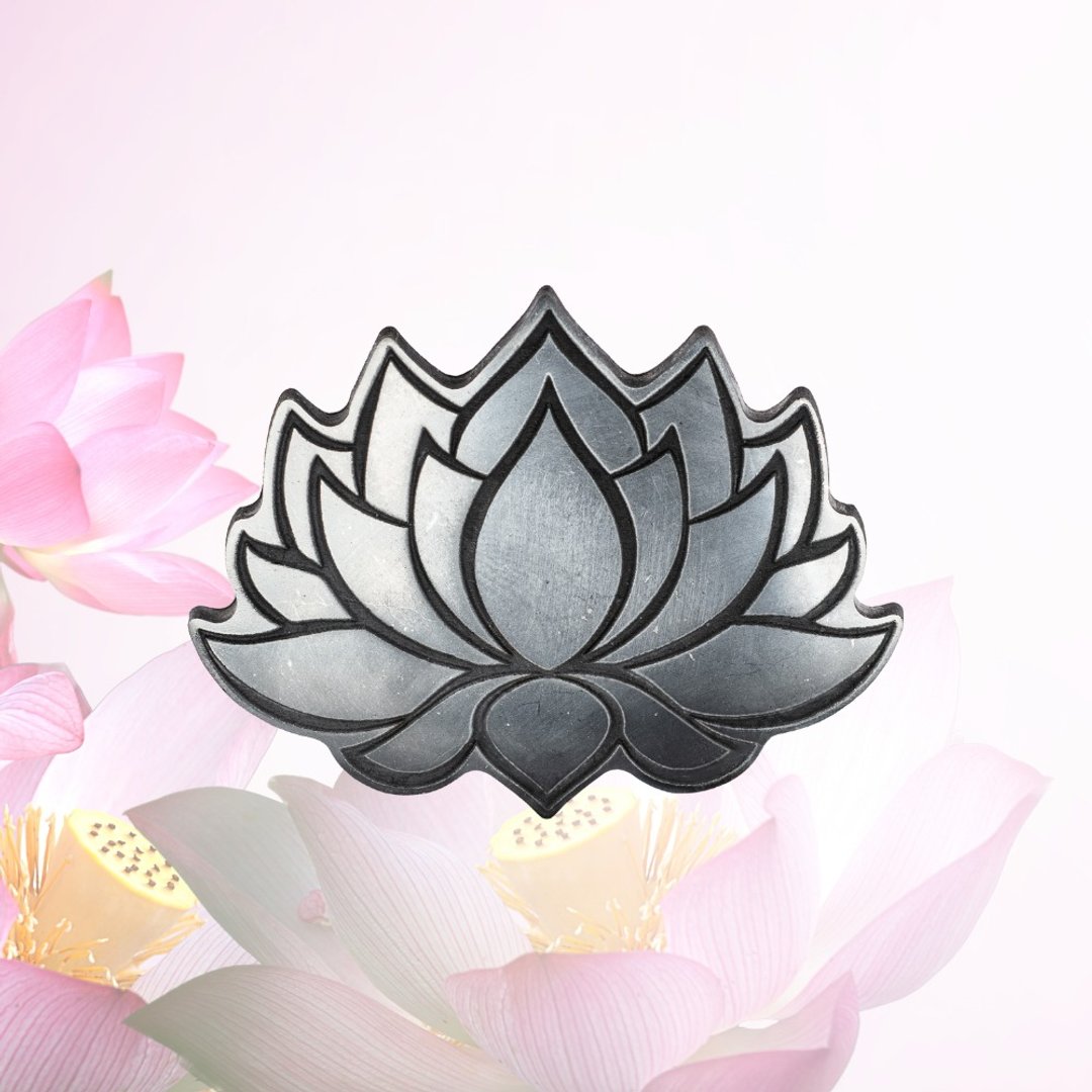 Shungite莲花贴纸 - 电磁防护与灵性平衡 - 其他 - 石头 黑色
