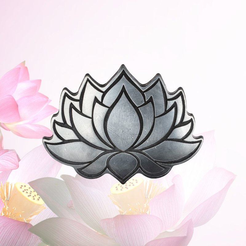 Shungite莲花贴纸 - 电磁防护与灵性平衡 - 其他 - 石头 黑色