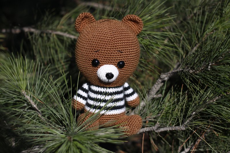 Crochet bear 7,5 inch, Crochet bear Stuffed toy, bear toy,  knitted bear - 玩具/玩偶 - 羊毛 