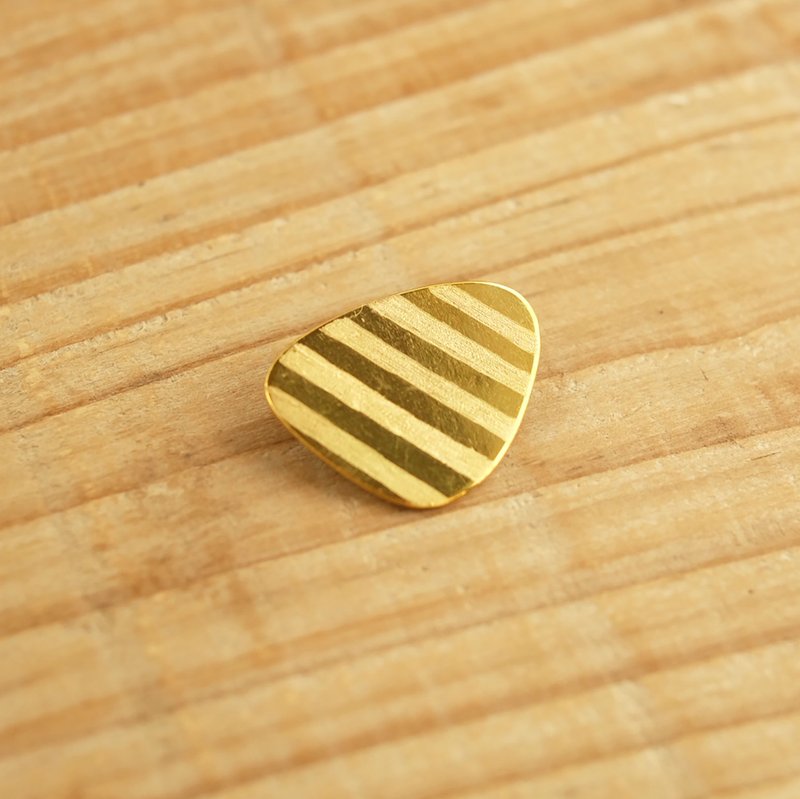 Brass brooch sankaku boder B002 - 胸针 - 其他金属 金色