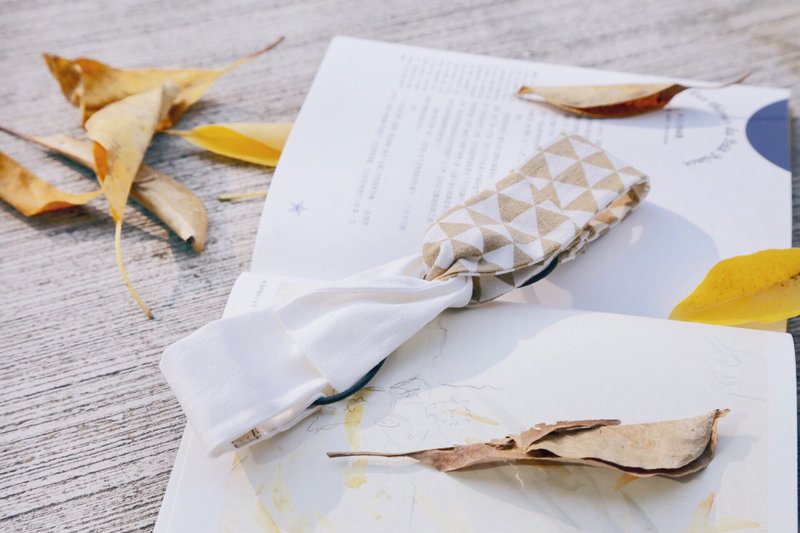 故事书的夹层 发带：三款式 - 发饰 - 棉．麻 白色