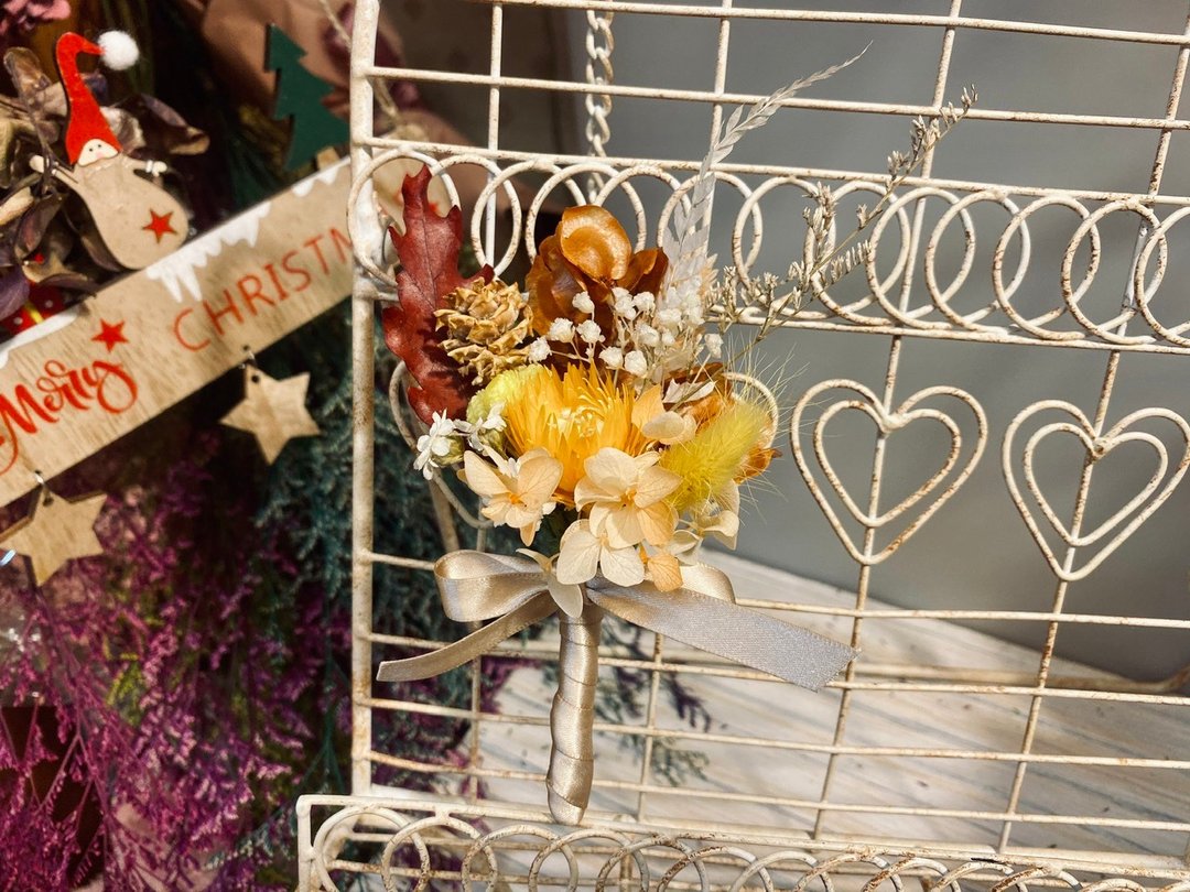 干燥花婚礼胸花 - 胸花/手腕花 - 其他材质 橘色