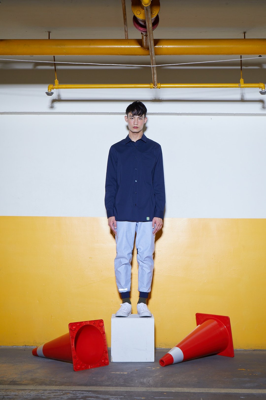 弯把 - 延展活动机能裤 - 浅蓝 - 男士长裤 - 棉 蓝色