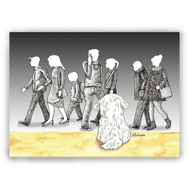 手绘插画万用卡/明信片/卡片/插画卡--等待Mr.Right 流浪毛小孩 - 卡片/明信片 - 纸 