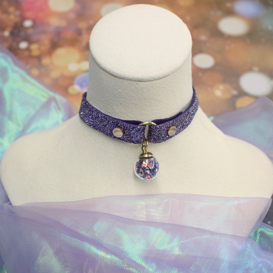 Starry Sky 许愿球迷雾紫 Choker –细款 - 项链 - 真皮 紫色