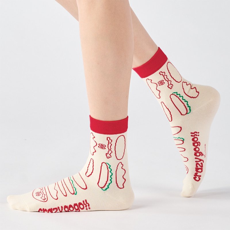 联名Crazygogo_小麦农场 中筒袜 - 红(F) - 袜子 - 棉．麻 红色