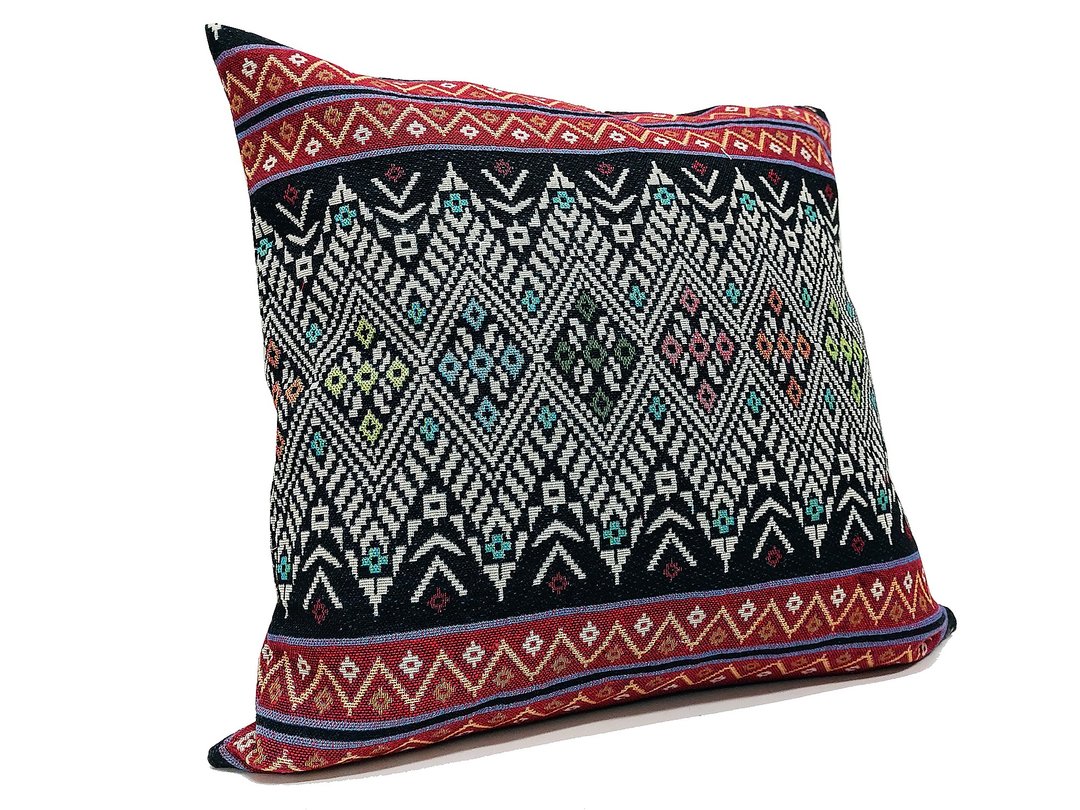 Thai Woven Cotton Pillow cases Handmade Decorative Pillow Covers Tribal pillow - 枕头/抱枕 - 棉 多色