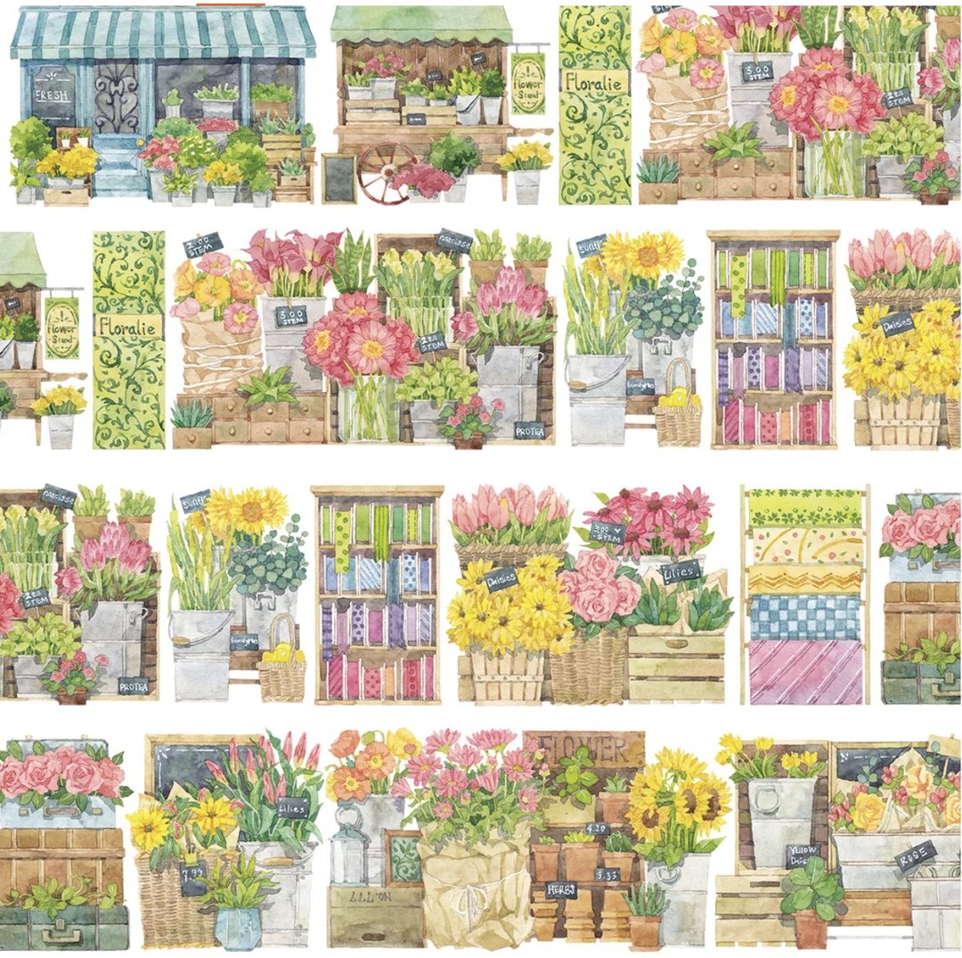 小野的花店 日式街景 水彩畫 PET 紙膠帶 - 纸胶带 - 其他材质 多色