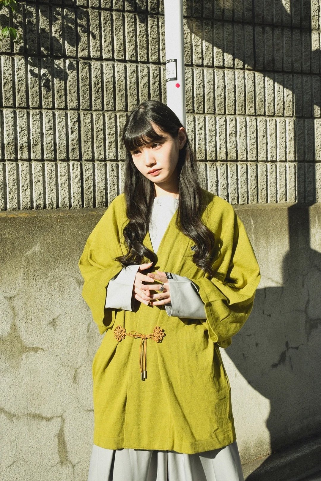 针织侧边绑结羽织 - 女装针织衫/毛衣 - 羊毛 绿色