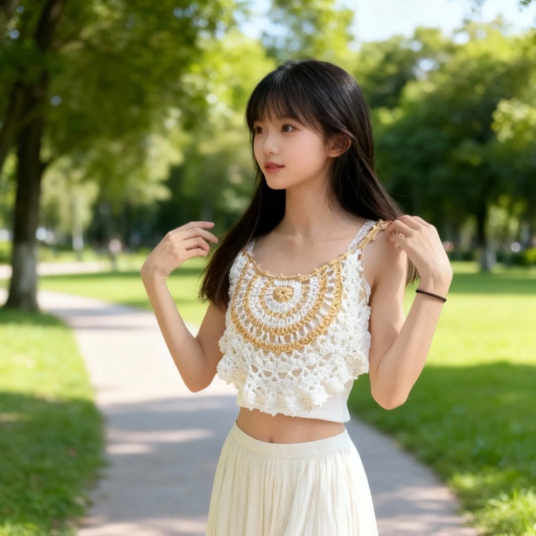 【钩钩手】夏日阳光圆花钩织短版背心 - 女装背心 - 其他材质 