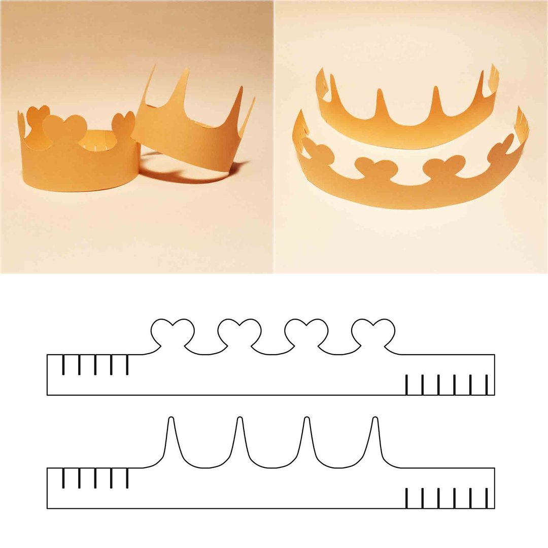 Paper crown template, party crown, printable crown, birthday crown, SVG, DXF - 图文模板设计 - 其他材质 