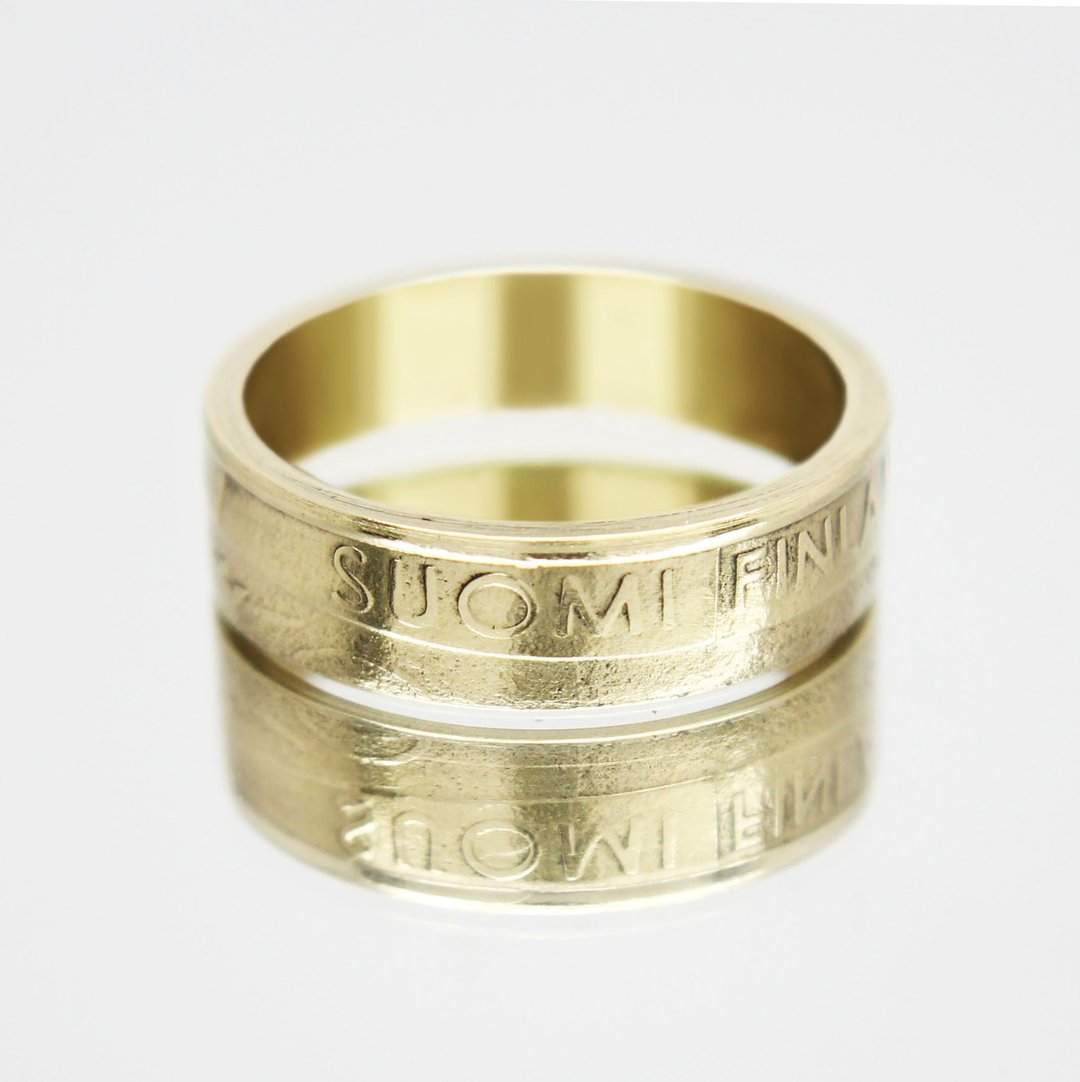 Finland Coin Ring 1 mark 1996 coin rings for men coin rings for women mens gift - 戒指 - 其他金属 
