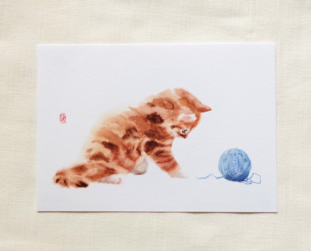 这个可以玩? 猫咪明信片 - 卡片/明信片 - 纸 橘色