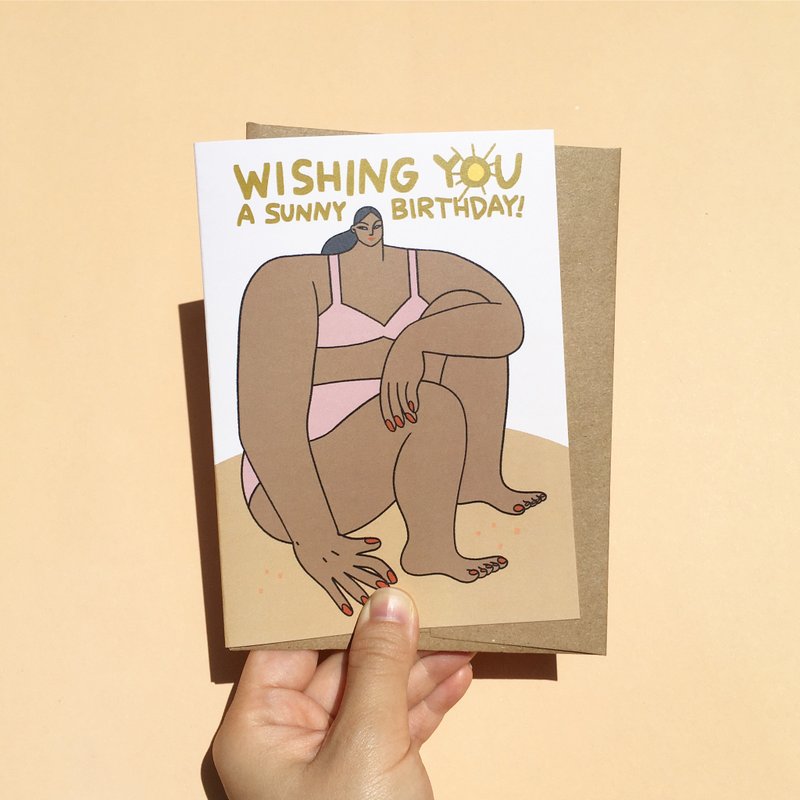 生日快乐卡 简约风格 男女皆宜 海滩主题 Wishing You a Sunny Birthday Card - 卡片/明信片 - 纸 